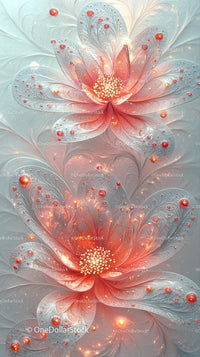 Elegant Fractal Floral Artwork with Glowing Petals for Creative Design