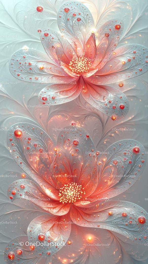 Elegant Fractal Floral Artwork with Glowing Petals for Creative Design