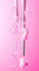 Pink Abstract Liquid Splash with Bubbles and Fluid Shapes