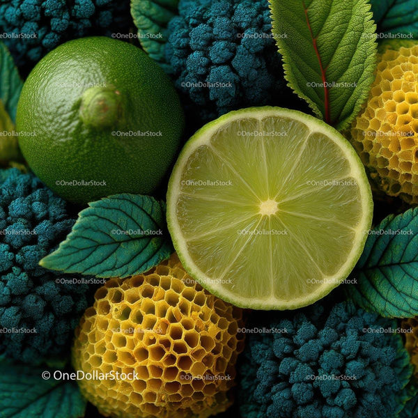 Vibrant Fresh Limes and Colorful Botanicals Arrangement