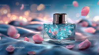 Elegant Glass Jar of Skincare with Pink Petals on Soft Fabric