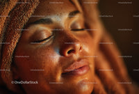 Close-up of a Young Woman Relaxing with Glowing Skin for Wellness