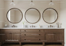 Elegant Bathroom Vanity with Wooden Cabinet and Round Mirrors