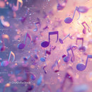 Colorful Musical Notes Floating in Vibrant Neon Background
