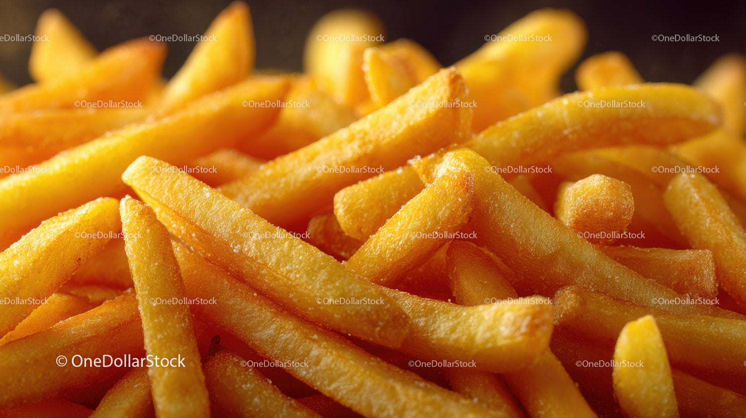 Close-up of Golden Crispy French Fries with Salt For Fast Food