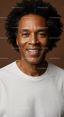 Smiling Elderly Man Portrait with Joyful Expression in Brown Background