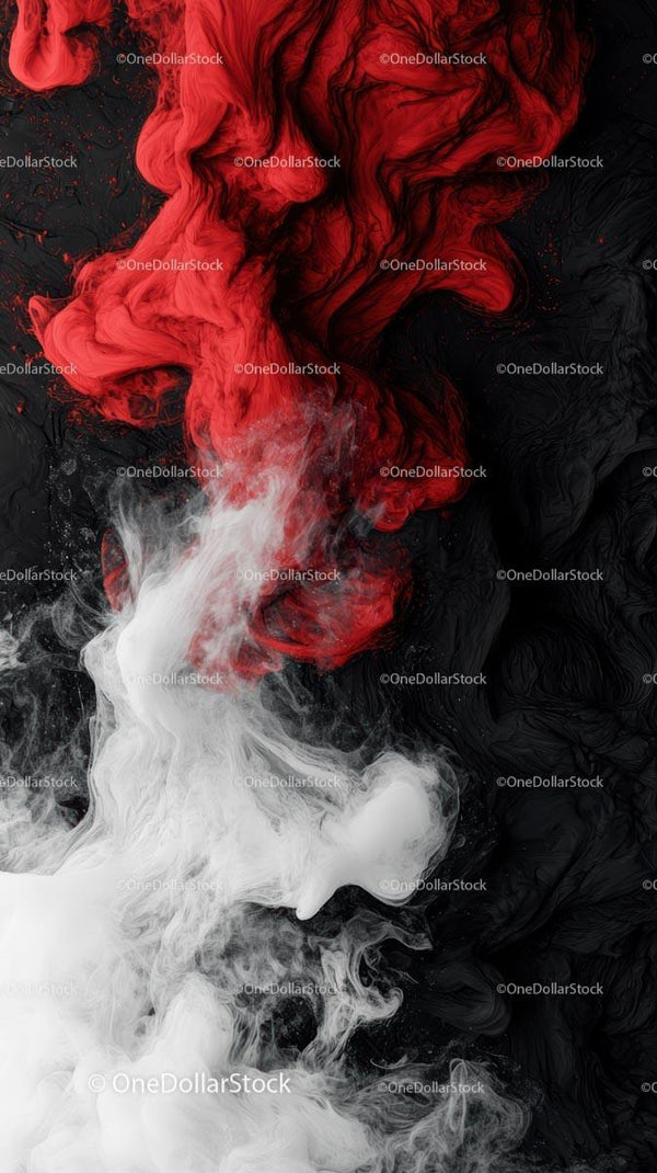 Abstract Swirling Red and White Ink Art with Dynamic Motion