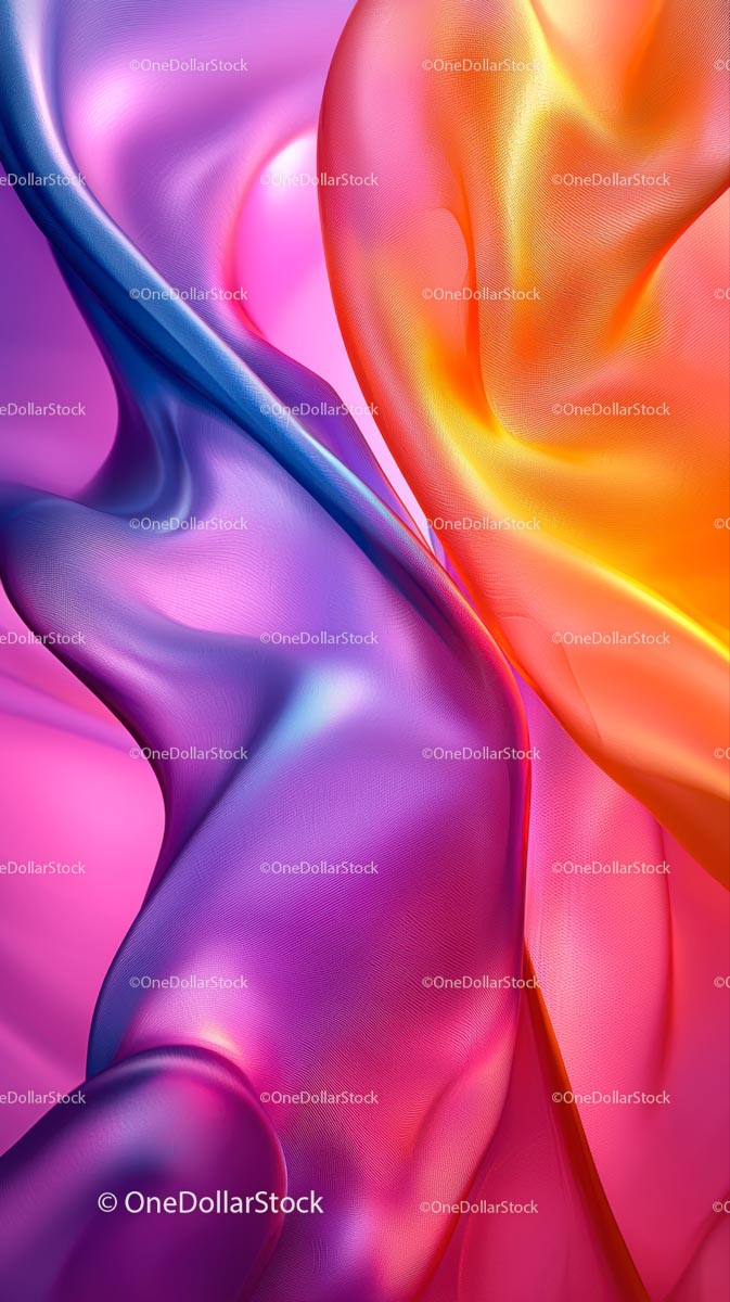 Vibrant Abstract Fabric with Flowing Silky Textures and Color Blends