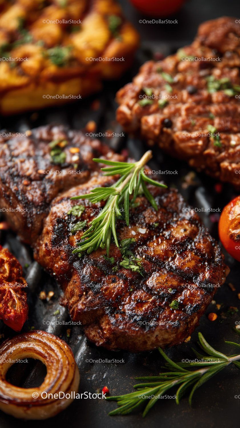 Juicy Grilled Steak with Fresh Herbs and Vegetables