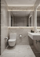 Luxurious Modern Bathroom with Marble Walls and Sleek Fixtures