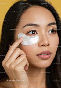 Young Woman Applying Eye Patch for Skincare Routine