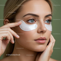 Close-Up of Woman with Eye Masks and Clear Skin for Skincare Routine