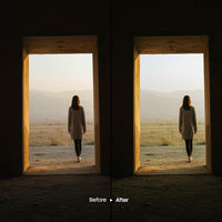 Before and after Movie Set Lightroom preset edit
