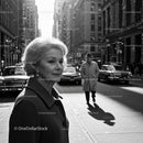 Urban Street Scene Featuring Elderly Woman in City Environment