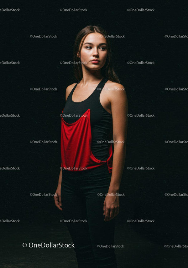 Thoughtful young woman standing against dark background