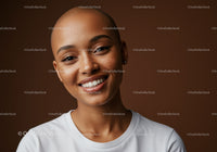 Close-up of a Smiling Young Woman with Clear Skin and Natural Beauty
