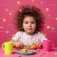 Thoughtful child enjoying colorful cereal breakfast