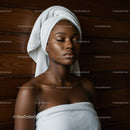 Serene Woman with Towel Wrap Relaxing in Spa Setting