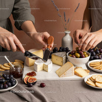 Cheese and Fruit Platter with Grapes and Herbs - Gourmet Food and Snack Display