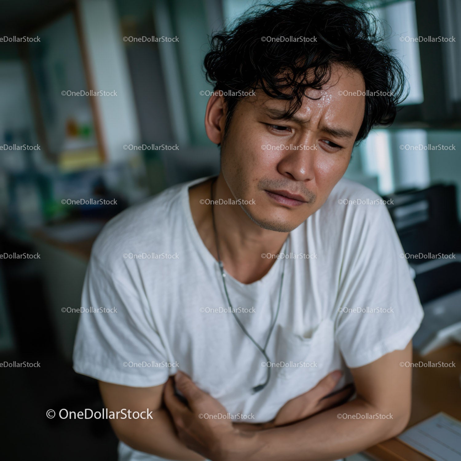Concerned and Worried Man Experiencing Stress at Work