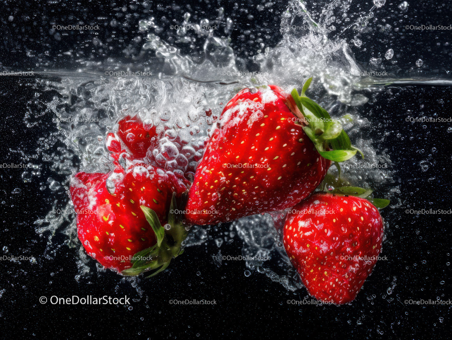 Fresh Juicy Strawberries Splashing in Water in a Cool Refreshing Scene