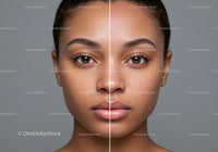 Close Up of a Beautiful Woman's Face with Flawless Skin and Symmetry