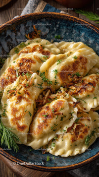 Crispy Pan-Fried Dumplings with Savory Filling and Herbs