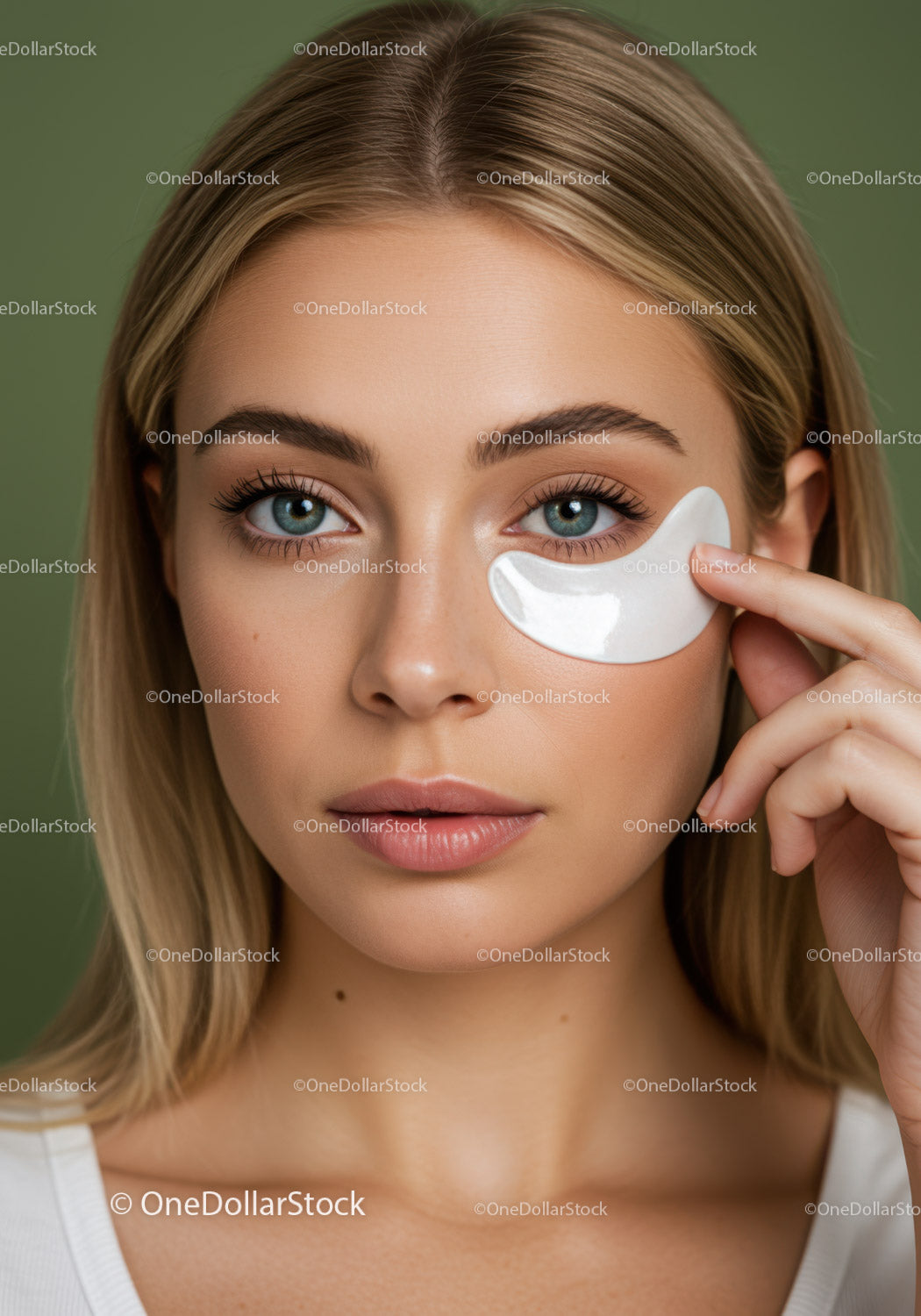 Young Woman Applying Eye Mask for Skincare Routine