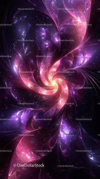 Vibrant Purple and Pink Cosmic Swirl with Glowing Galaxy
