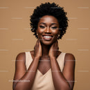 Elegant Portrait of Smiling Black Woman with Natural Afro Hairstyle