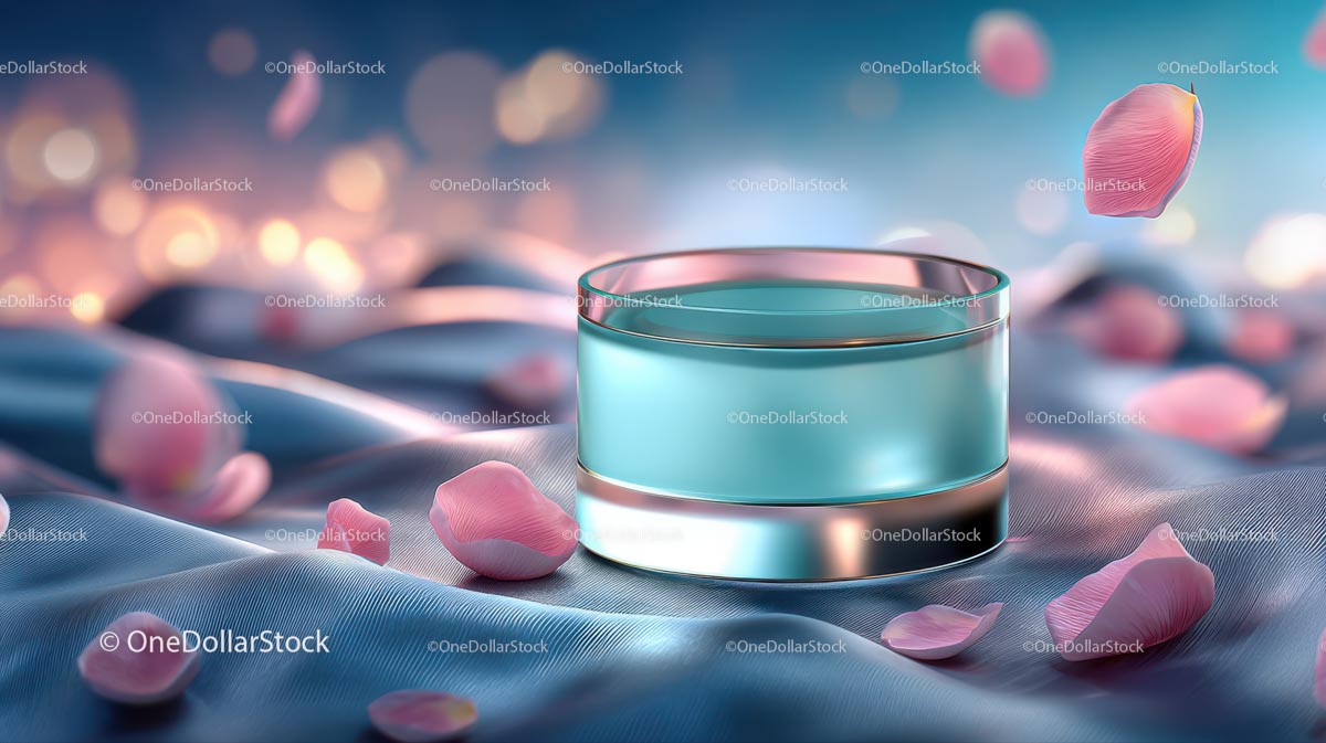 Luxury Cosmetic Jar Surrounded by Delicate Rose Petals