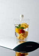 Fresh fruit infused water in a transparent pouch