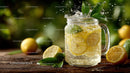 Cool Lemonade in Mason Jar with Fresh Lemons and Mint
