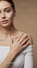 Portrait of a Woman Applying Facial Moisturizer for Healthy Skin