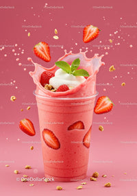 Refreshing Strawberry Smoothie with Yogurt and Granola Splash