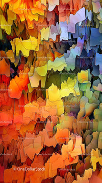 Colorful Abstract Geometric Art with Vibrant Shapes and Layered Textures