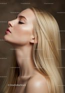 Profile of serene young woman with flawless skin