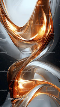 Dynamic Abstract Metallic Swirl in Copper and Silver Tones