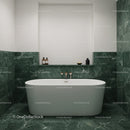 Elegant Modern Bathroom with Green Marble Wall and Freestanding Bathtub