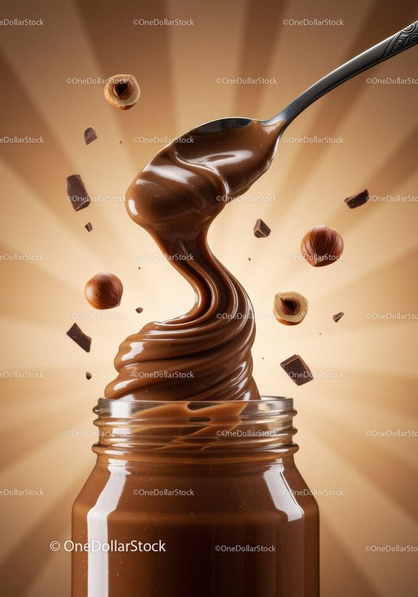 Swirling Chocolate Spread with Hazelnuts and Pieces