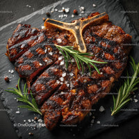 Juicy Grilled Pork Ribs with Herbs on Black Slate Plate