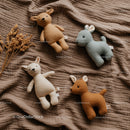 Soft Plush Woodland Animal Toys on Textured Blanket