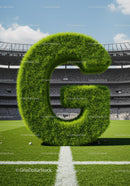 Large Grass Letter G on Soccer Field at Stadium