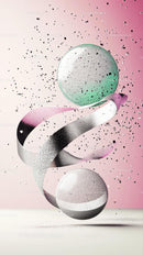 Abstract Metallic Confetti and Surreal Spheres in Modern Art Style