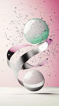 Abstract Metallic Confetti and Surreal Spheres in Modern Art Style