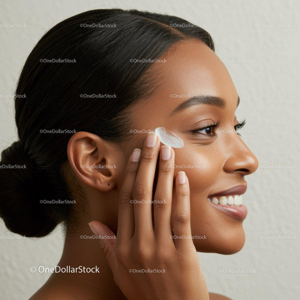 Portrait of a Woman Applying Face Moisturizer for Healthy Skin