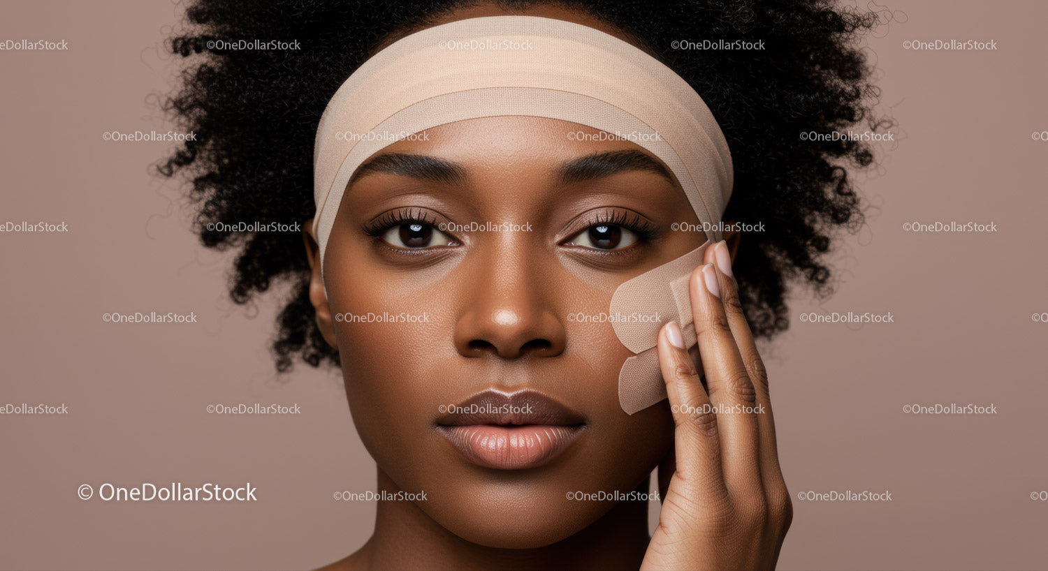 Afrykańska kobieta nakładająca maseczkę na twarz i naturalnie stylizująca fryzurę afro