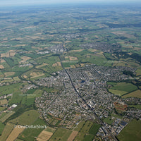 Aerial View of Cityscape with Urban and Rural Landscape