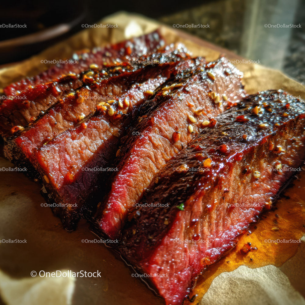 Succulent Glazed Barbecued Ribs in Close-Up