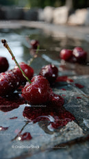 Juicy Red Cherries on a Stone Surface in Natural Light